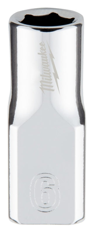 Milwaukee 45-34-9032 Socket, 6 mm Socket, Standard Socket, 4.921 in OAL, 1/4 in Drive, 6-Point, Chrome Vanadium Steel