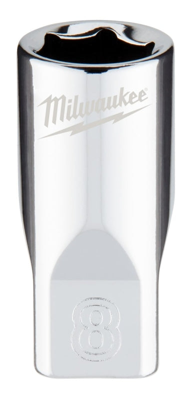 Milwaukee 45-34-9034 Socket, 8 mm Socket, Standard Socket, 4.921 in OAL, 1/4 in Drive, 6-Point, Chrome Vanadium Steel