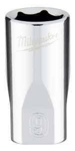 Milwaukee 45-34-9035 Socket, 9 mm Socket, Standard Socket, 4.921 in OAL, 1/4 in Drive, 6-Point, Chrome Vanadium Steel