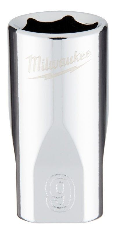 Milwaukee 45-34-9035 Socket, 9 mm Socket, Standard Socket, 4.921 in OAL, 1/4 in Drive, 6-Point, Chrome Vanadium Steel