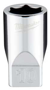 Milwaukee 45-34-9036 Socket, 10 mm Socket, Standard Socket, 4.921 in OAL, 1/4 in Drive, 6-Point, Chrome Vanadium Steel