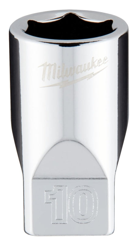 Milwaukee 45-34-9036 Socket, 10 mm Socket, Standard Socket, 4.921 in OAL, 1/4 in Drive, 6-Point, Chrome Vanadium Steel
