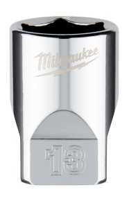 Milwaukee 45-34-9039 Socket, 13 mm Socket, Standard Socket, 4.921 in OAL, 1/4 in Drive, 6-Point, Chrome Vanadium Steel