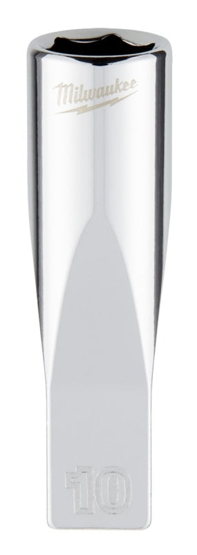 Milwaukee 45-34-9048 Deep Socket, 10 mm Socket, 1/4 in Drive, 6-Point, Chrome Vanadium Steel, Chrome-Plated