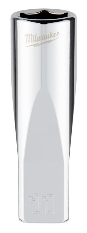 Milwaukee 45-34-9049 Socket, 11 mm Socket, Deep Socket, 2.559 in OAL, 1/4 in Drive, 6-Point, Chrome Vanadium Steel