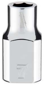 Milwaukee 45-34-9077 Socket, 7 mm Socket, Standard Socket, 3.543 in OAL, 3/8 in Drive, 6-Point, Chrome Vanadium Steel