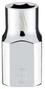 Milwaukee 45-34-9078 Socket, 8 mm Socket, Standard Socket, 3.543 in OAL, 3/8 in Drive, 6-Point, Chrome Vanadium Steel