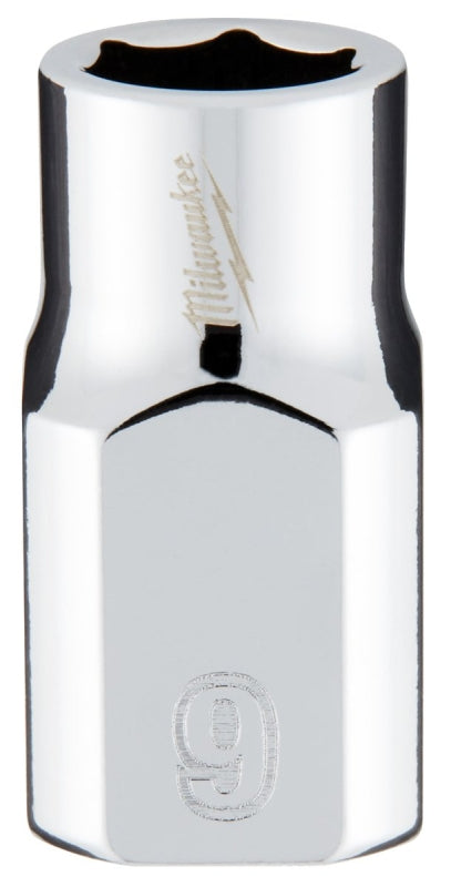 Milwaukee 45-34-9079 Socket, 9 mm Socket, Standard Socket, 3.543 in OAL, 3/8 in Drive, 6-Point, Chrome Vanadium Steel