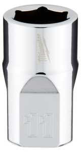 Milwaukee 45-34-9081 Socket, 11 mm Socket, Standard Socket, 3.543 in OAL, 3/8 in Drive, 6-Point, Chrome Vanadium Steel