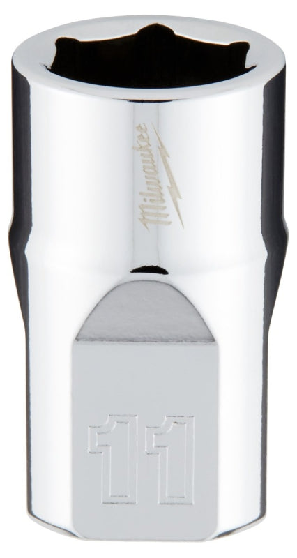 Milwaukee 45-34-9081 Socket, 11 mm Socket, Standard Socket, 3.543 in OAL, 3/8 in Drive, 6-Point, Chrome Vanadium Steel