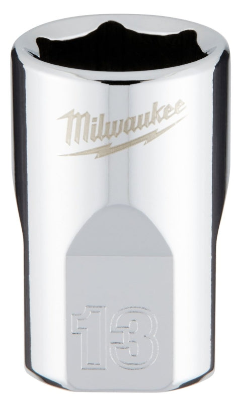 Milwaukee 45-34-9083 Socket, 13 mm Socket, 3/8 in Drive, 6-Point, Chrome Vanadium Steel, Chrome-Plated