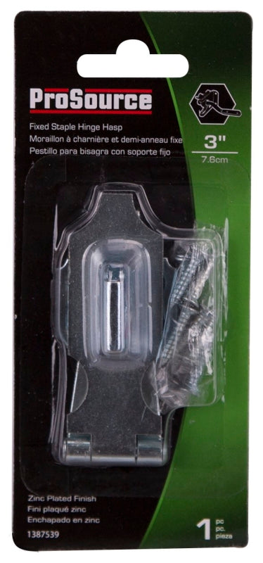 ProSource LR-133-BC3L-PS Safety Hasp, 3 in L, Steel, Zinc, 7/16 in Dia Shackle, Fixed Staple
