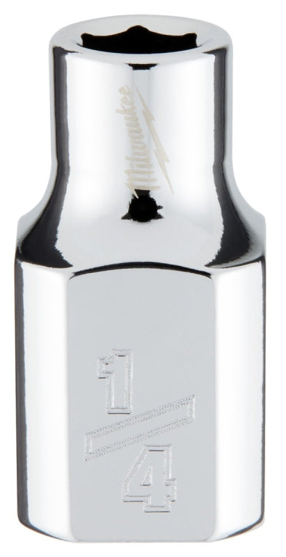 Milwaukee 45-34-9060 Socket, 1/4 in Socket, Standard Socket, 3.543 in OAL, 3/8 in Drive, 6-Point, Chrome Vanadium Steel