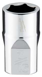 Milwaukee 45-34-9063 Socket, 7/16 in Socket, Standard Socket, 3.543 in OAL, 3/8 in Drive, 6-Point, Chrome
