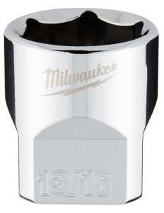 Milwaukee 45-34-9069 Socket, 13/16 in Socket, Standard Socket, 3.543 in OAL, 3/8 in Drive, 6-Point, Chrome