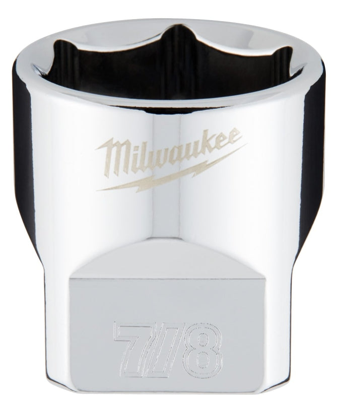 Milwaukee 45-34-9070 Socket, 7/8 in Socket, 3/8 in Drive, 6-Point, Chrome Vanadium Steel, Chrome-Plated