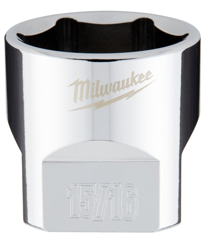 Milwaukee 45-34-9071 Socket, 15/16 in Socket, 3/8 in Drive, 6-Point, Chrome Vanadium Steel, Chrome-Plated