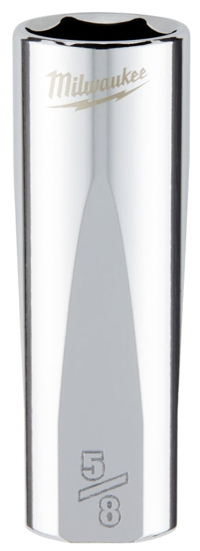 Milwaukee 45-34-6250 Deep Socket, 5/8 in Socket, 3/8 in Drive, 6-Point, Chrome Vanadium Steel, Chrome-Plated