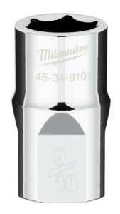 Milwaukee 45-34-9101 Socket, 9/16 in Socket, Standard Socket, 0.85 in OAL, 1/2 in Drive, 6-Point, Chrome Vanadium Steel