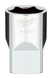 Milwaukee 45-34-9104 Socket, 3/4 in Socket, Standard Socket, 1.02 in OAL, 1/2 in Drive, 6-Point, Chrome Vanadium Steel