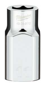 Milwaukee 45-34-9112 Socket, 11 mm Socket, Standard Socket, 0.85 in OAL, 1/2 in Drive, 6-Point, Chrome Vanadium Steel