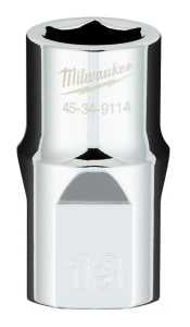 Milwaukee 45-34-9114 Socket, 13 mm Socket, Standard Socket, 1/2 in Drive, 6-Point, Chrome Vanadium Steel, Chrome