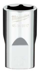 Milwaukee 45-34-9117 Socket, 16 mm Socket, Standard Socket, 1/2 in Drive, 6-Point, Chrome Vanadium Steel, Chrome