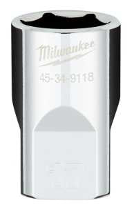 Milwaukee 45-34-9118 Socket, 17 mm Socket, Standard Socket, 1/2 in Drive, 6-Point, Chrome Vanadium Steel, Chrome