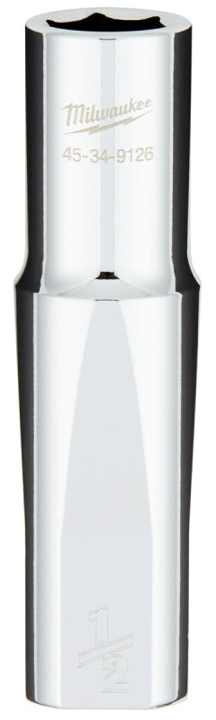 Milwaukee 45-34-9126 Deep Socket, 1/2 in Socket, 1/2 in Drive, 6-Point, Chrome Vanadium Steel, Chrome-Plated