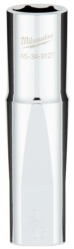 Milwaukee 45-34-9127 Deep Socket, 9/16 in Socket, 1/2 in Drive, 6-Point, Chrome Vanadium Steel, Chrome-Plated