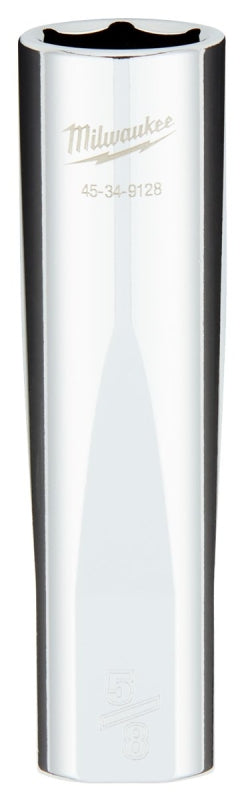 Milwaukee 45-34-9128 Deep Socket, 5/8 in Socket, 1/2 in Drive, 6-Point, Chrome Vanadium Steel, Chrome-Plated