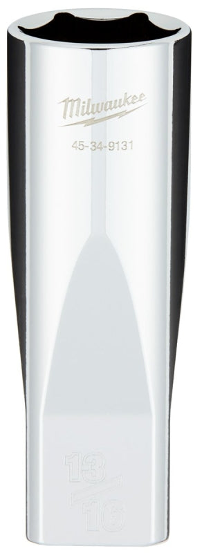 Milwaukee 45-34-9131 Deep Socket, 13/16 in Socket, 1/2 in Drive, 6-Point, Chrome Vanadium Steel, Chrome-Plated