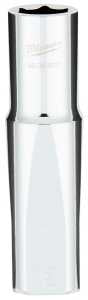 Milwaukee 45-34-9137 Socket, 13 mm Socket, Deep Socket, 0.85 in OAL, 1/2 in Drive, 6-Point, Chrome Vanadium Steel