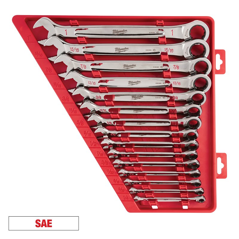 Milwaukee 48-22-9481 Ratchet and Socket Set, Chrome Vanadium Steel, Chrome-Plated