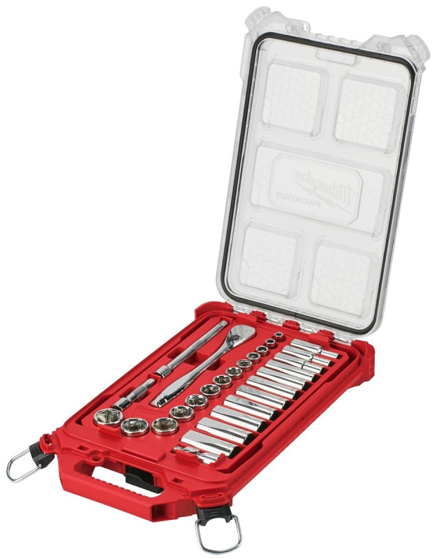 Milwaukee 48-22-9481 Ratchet and Socket Set, Chrome Vanadium Steel, Chrome-Plated