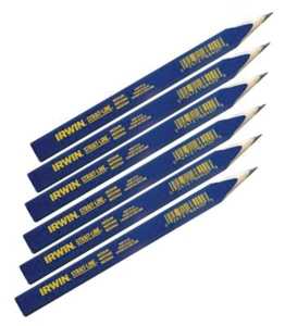 Irwin STRAIT-LINE 66302 Carpenter's Pencil, Blue, 7 in L, Wood Barrel, Pack of 12