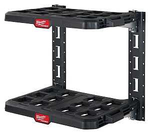 Milwaukee PACKOUT 48-22-8480 Racking Kit, 5 lb, 21-1/2 in OAW, 17.6 in OAD, 20 in OAH, 2-Shelf, Metal/Polypropylene