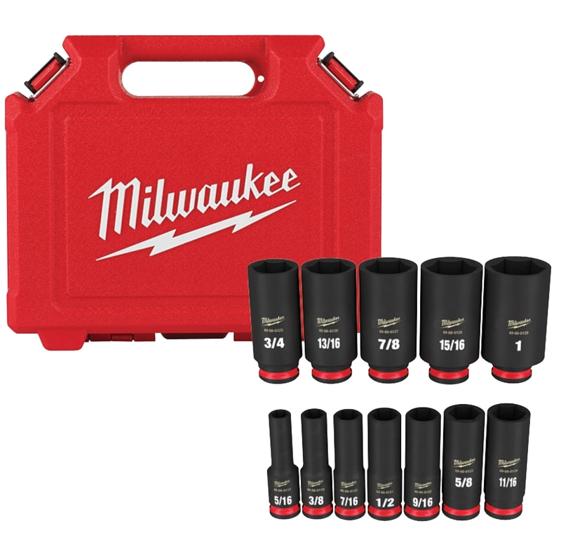 Milwaukee SHOCKWAVE Impact Duty 49-66-7006 Deep Socket Set, Steel, Black