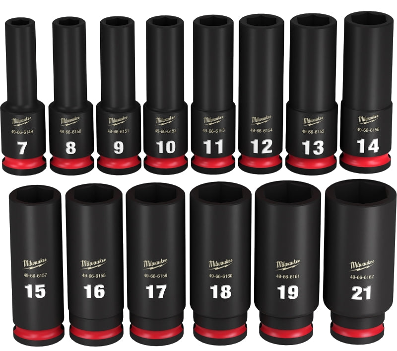 Milwaukee SHOCKWAVE Impact Duty 49-66-7008 Deep Socket Set, Steel, Black