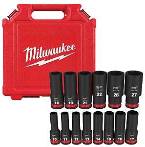 Milwaukee 49-66-7014 SHOCKWAVE Impact Duty Series Deep Socket Set, Steel, Black, Includes: (1) 49-66-6288 27 mm Sockets