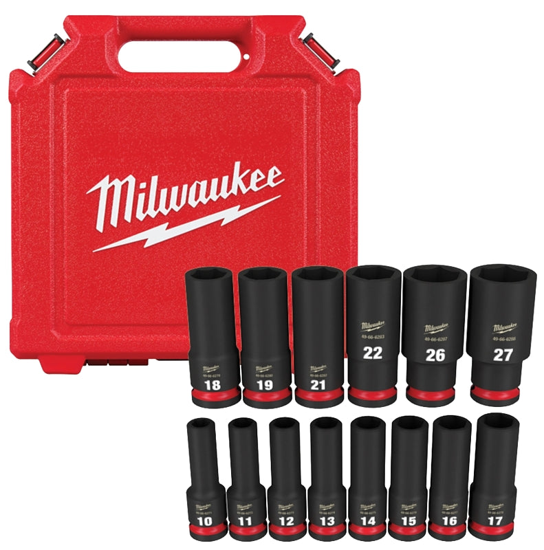 Milwaukee 49-66-7014 SHOCKWAVE Impact Duty Series Deep Socket Set, Steel, Black, Includes: (1) 49-66-6288 27 mm Sockets