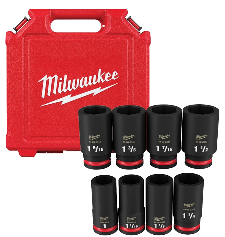 Milwaukee SHOCKWAVE Impact Duty 49-66-7018 Deep Socket Set, Steel, Black