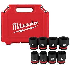 Milwaukee SHOCKWAVE Impact Duty Series 49-66-7019 Standard Metric Socket Set, Molybdenum Steel, Chrome/Phosphate, Black