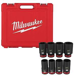 Milwaukee SHOCKWAVE Impact Duty Series 49-66-7020 Deep Metric Socket Set, Molybdenum Steel, Chrome/Phosphate, Black
