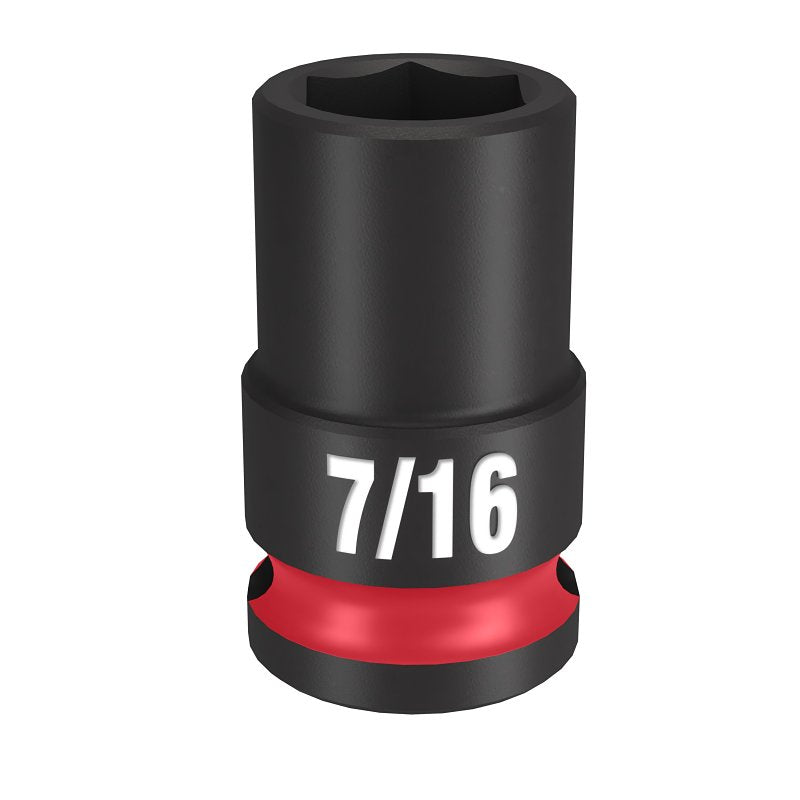 Milwaukee SHOCKWAVE Impact Duty 49-66-6105 Shallow Impact Socket, 7/16 in Socket, 3/8 in Drive, Square Drive, 6-Point