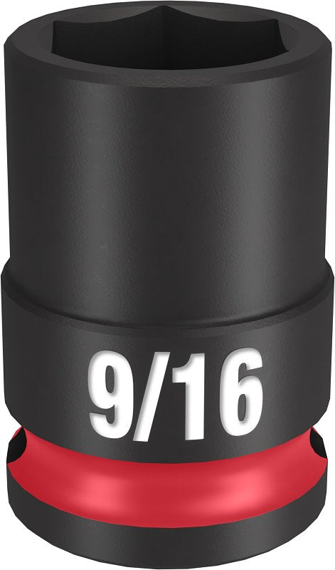 Milwaukee SHOCKWAVE Impact Duty 49-66-6107 Shallow Impact Socket, 9/16 in Socket, 3/8 in Drive, Square Drive, 6-Point