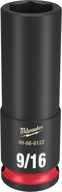 Milwaukee SHOCKWAVE Impact Duty 49-66-6122 Deep Impact Socket, 9/16 in Socket, 3/8 in Drive, Square Drive, 6-Point