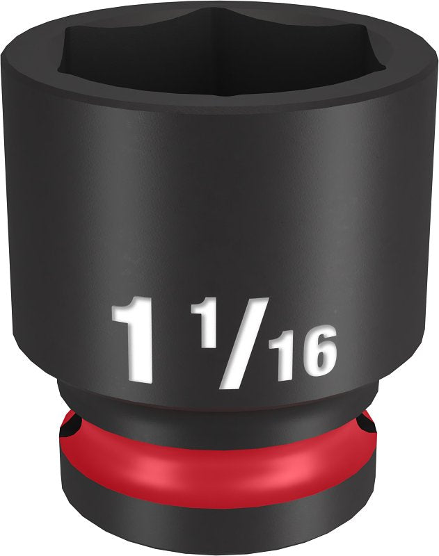 Milwaukee SHOCKWAVE Impact Duty 49-66-6211 Shallow Impact Socket, 1-1/16 in Socket, 1/2 in Drive, Square Drive, 6-Point