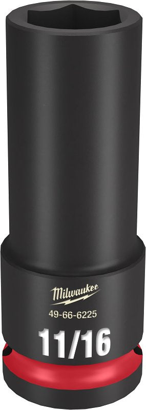 Milwaukee SHOCKWAVE Impact Duty 49-66-6225 Deep Impact Socket, 11/16 in Socket, 1/2 in Drive, Square Drive, 6-Point