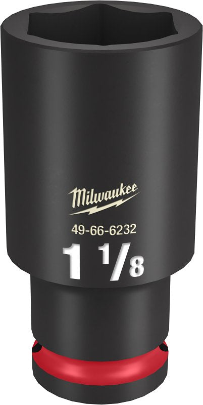 Milwaukee SHOCKWAVE Impact Duty 49-66-6232 Deep Impact Socket, 1-1/8 in Socket, 1/2 in Drive, Square Drive, 6-Point